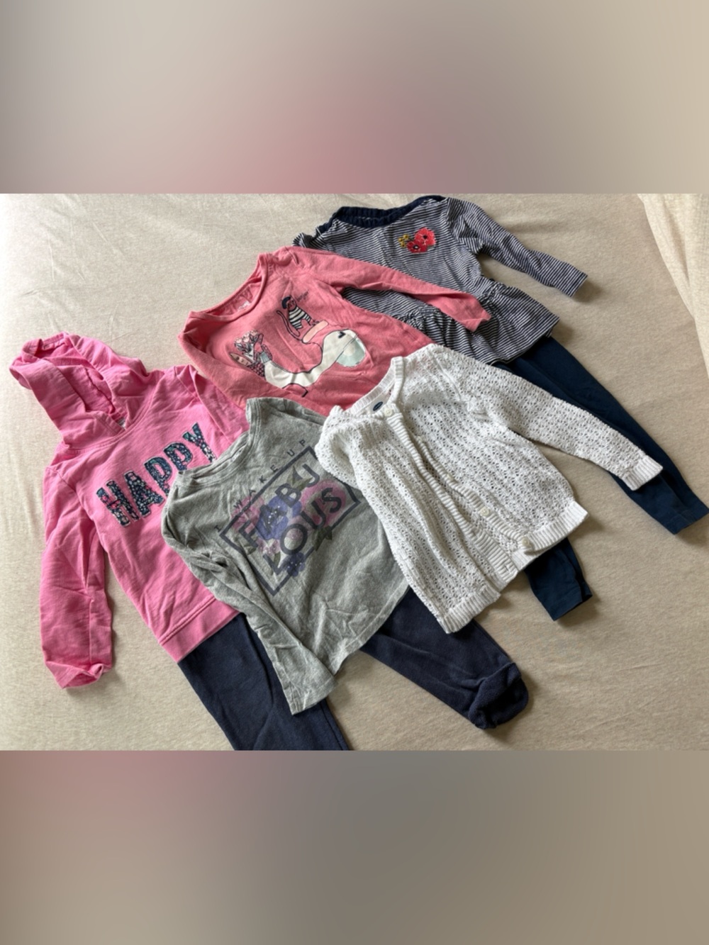 3T Girls 7pc Bundle Lightly Worn Long Sleeve Shirts Leggings & Cardigan